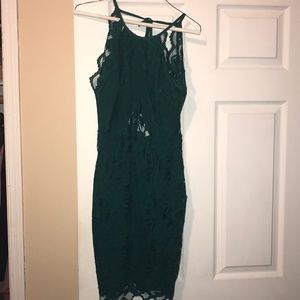 H&M lacy emerald green mini dress size 4